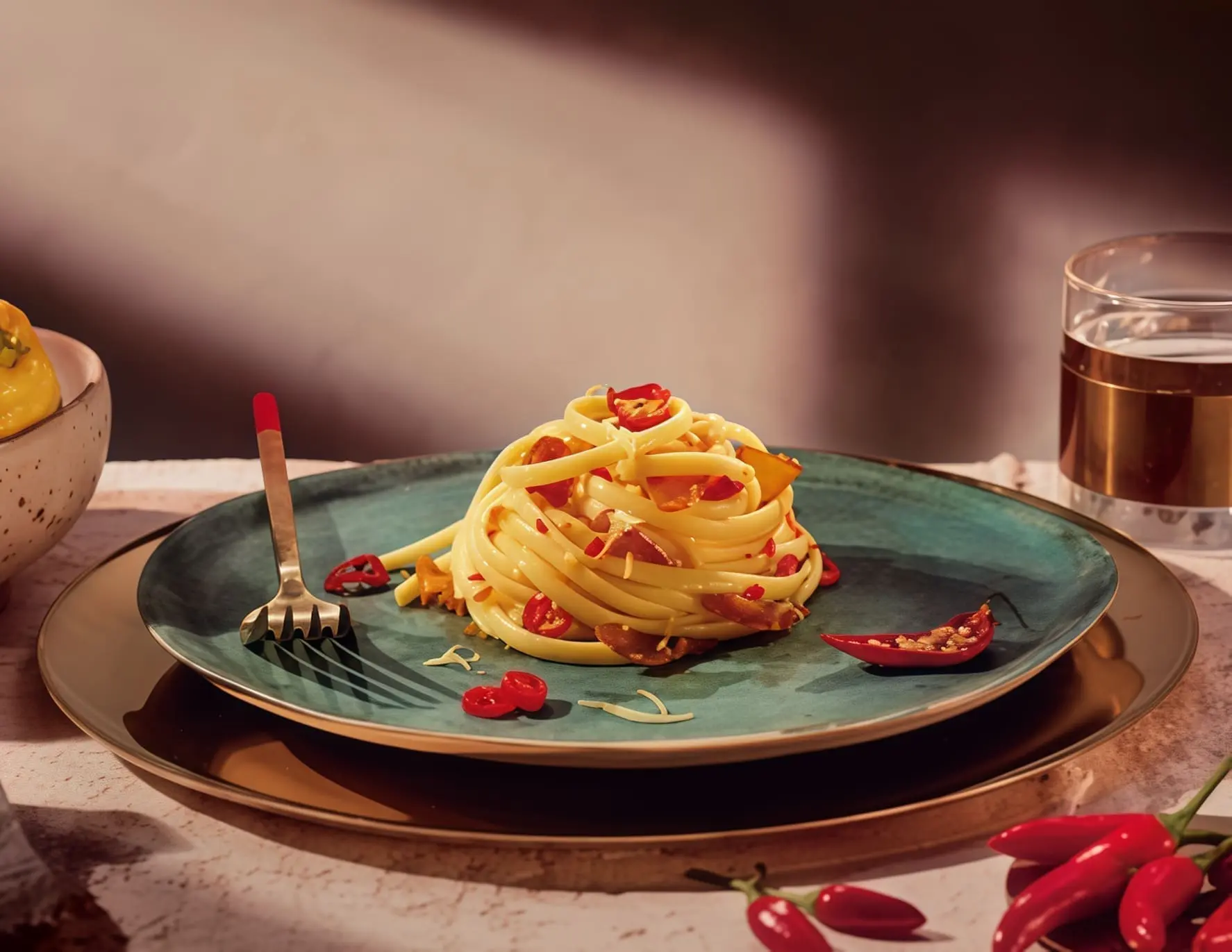 Баветтине с прошутто, перцем чили и лимоном