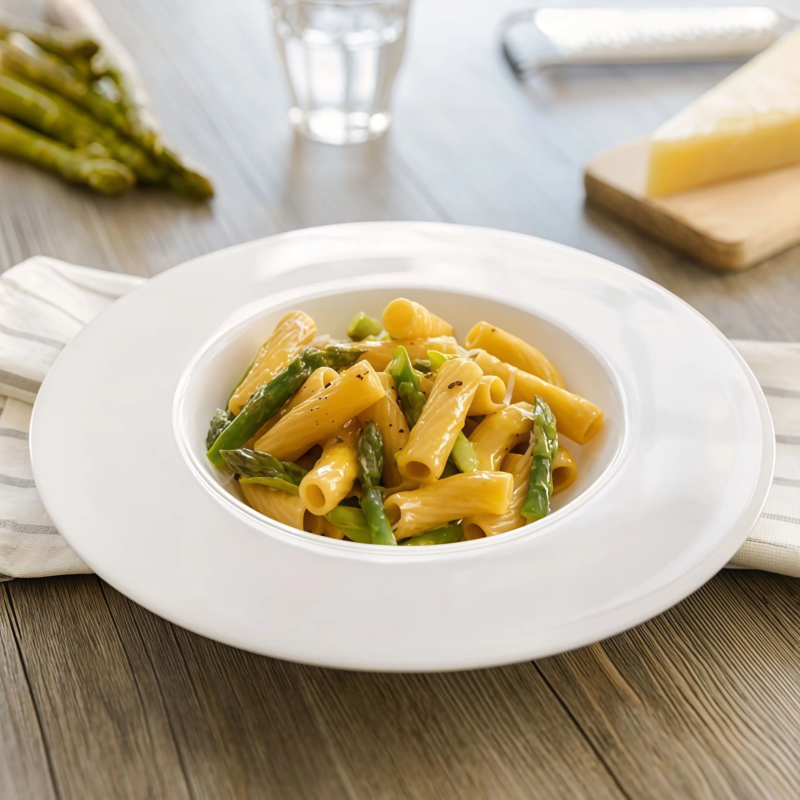 Тортильони Карбонара со спаржей