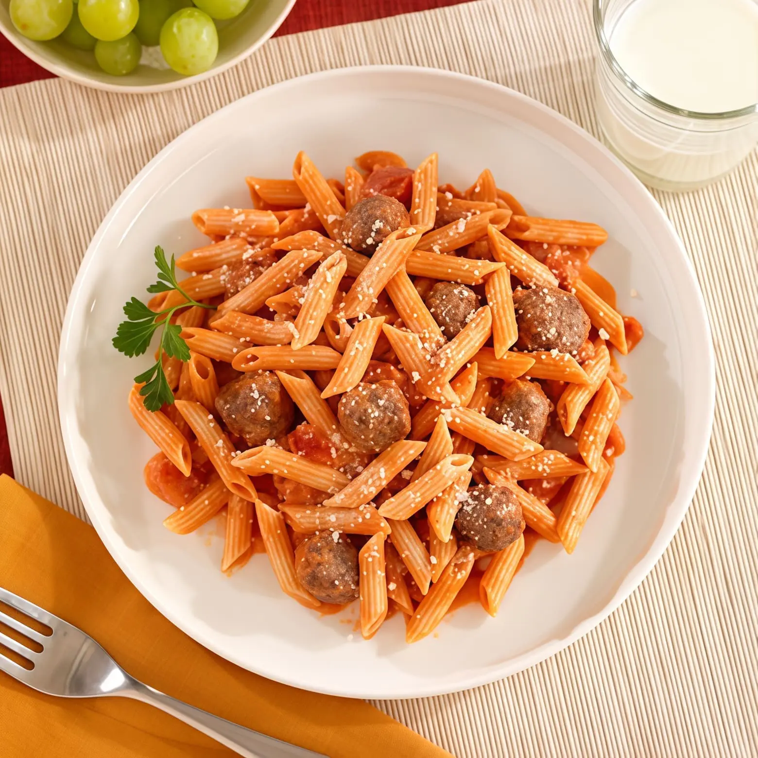 Пенне Ригате с фрикадельками и соусом Наполетана