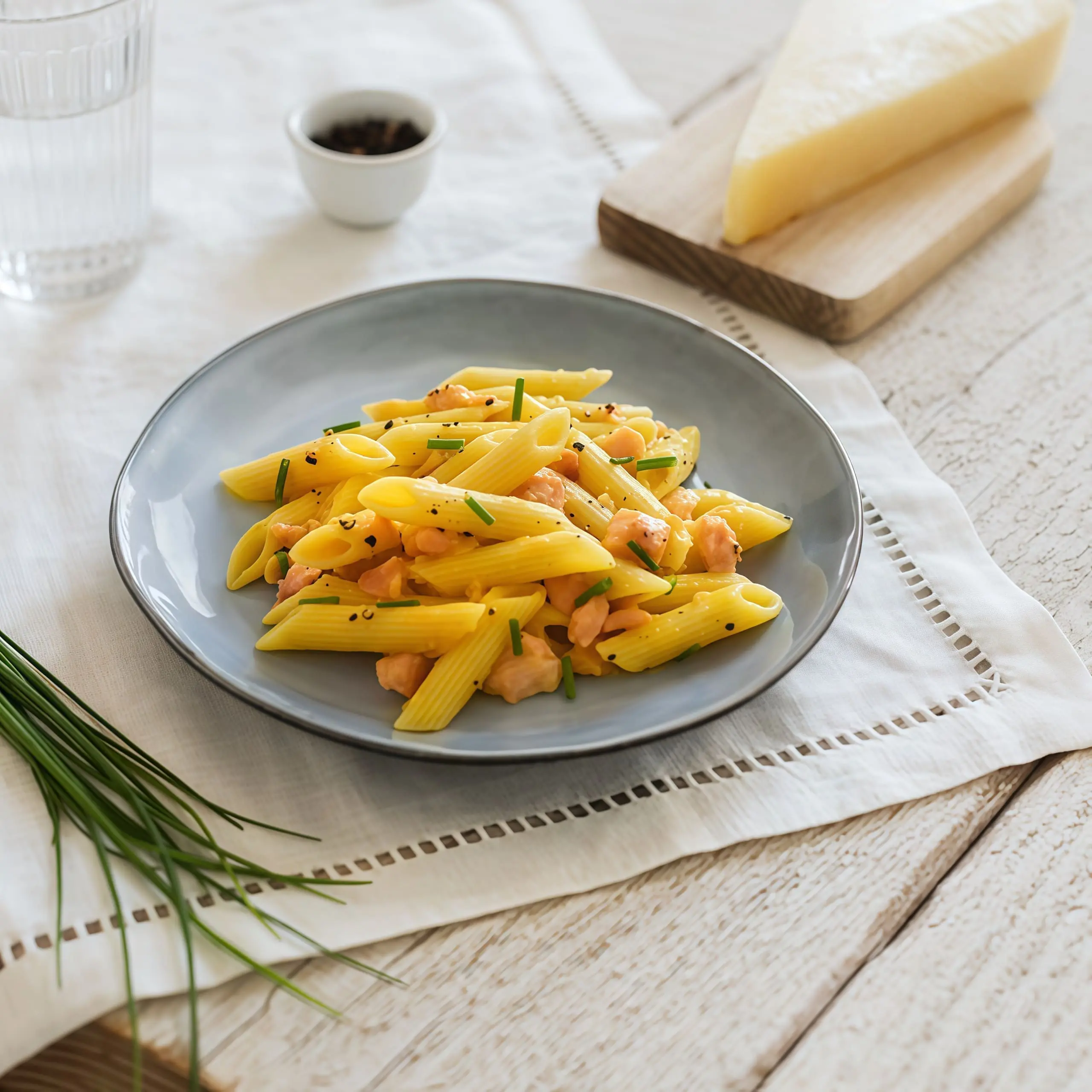 Пенне Карбонара с лососем