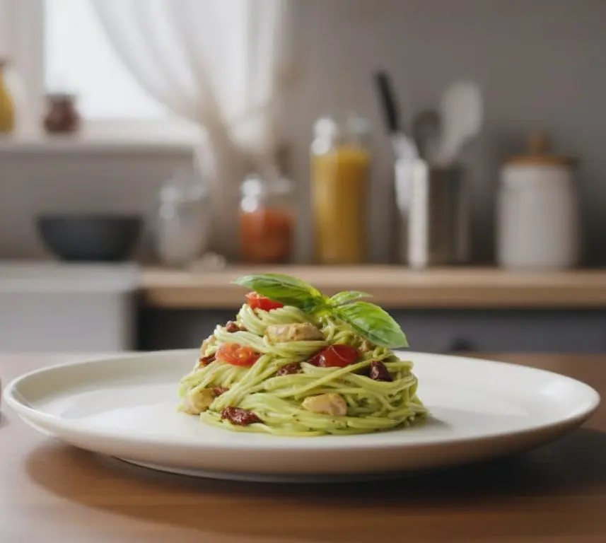 Капеллини с песто и курицей